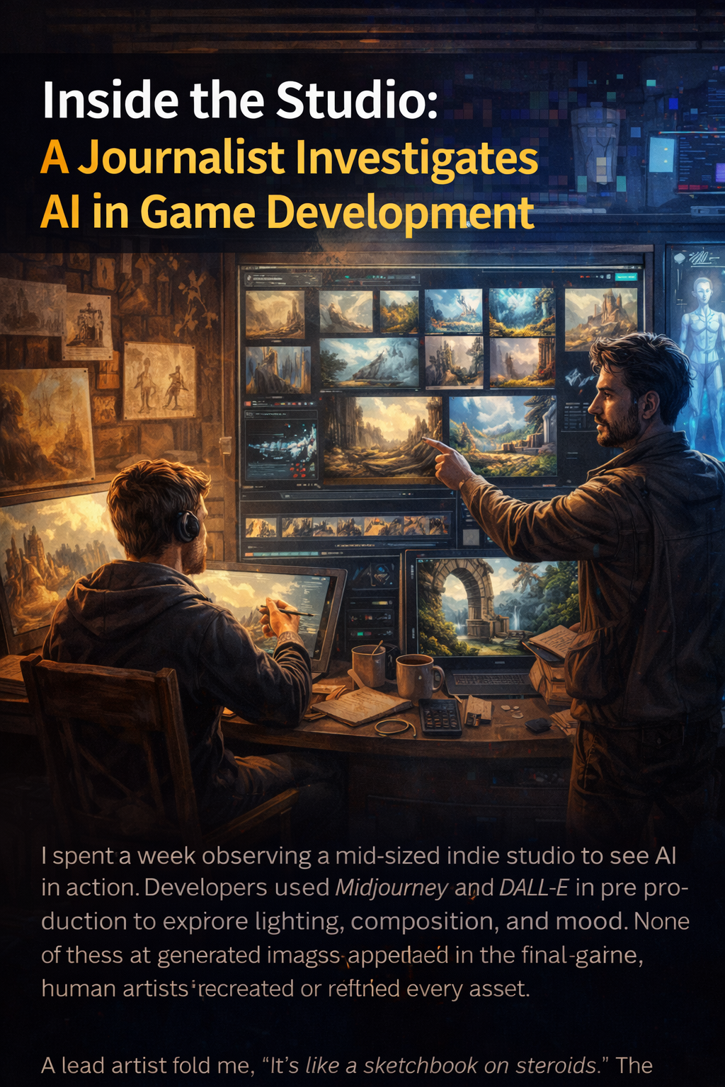 Indie game studio using AI tools during early concept development